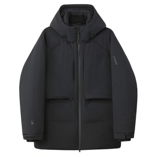 SPYDER蜘蛛秋冬男子防风鹅绒防钻绒保暖短款连帽厚羽绒服25CF237M