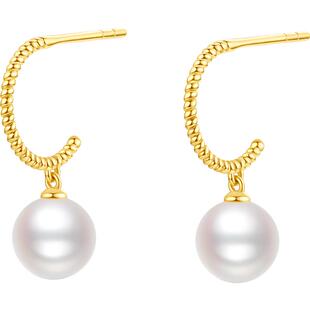 周六福18K金珍珠耳饰女款极光优雅时尚珍珠耳环送女友新年礼物