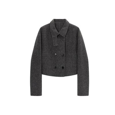 TKYSHOP羊毛羊绒混纺立领短大衣