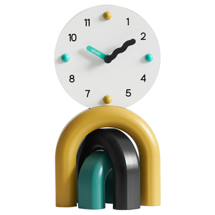 满得达家居玄关装饰品客厅电视柜台式座钟时钟奶油风桌面摆件