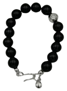 PAUSA ANN s925 天然石黑/红玛瑙拼肌理球现代时髦手链