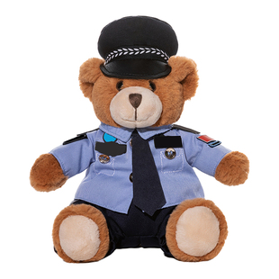蜀黍家移民局警察小熊边检毛绒玩偶警察熊公仔入校园活动宣传礼物