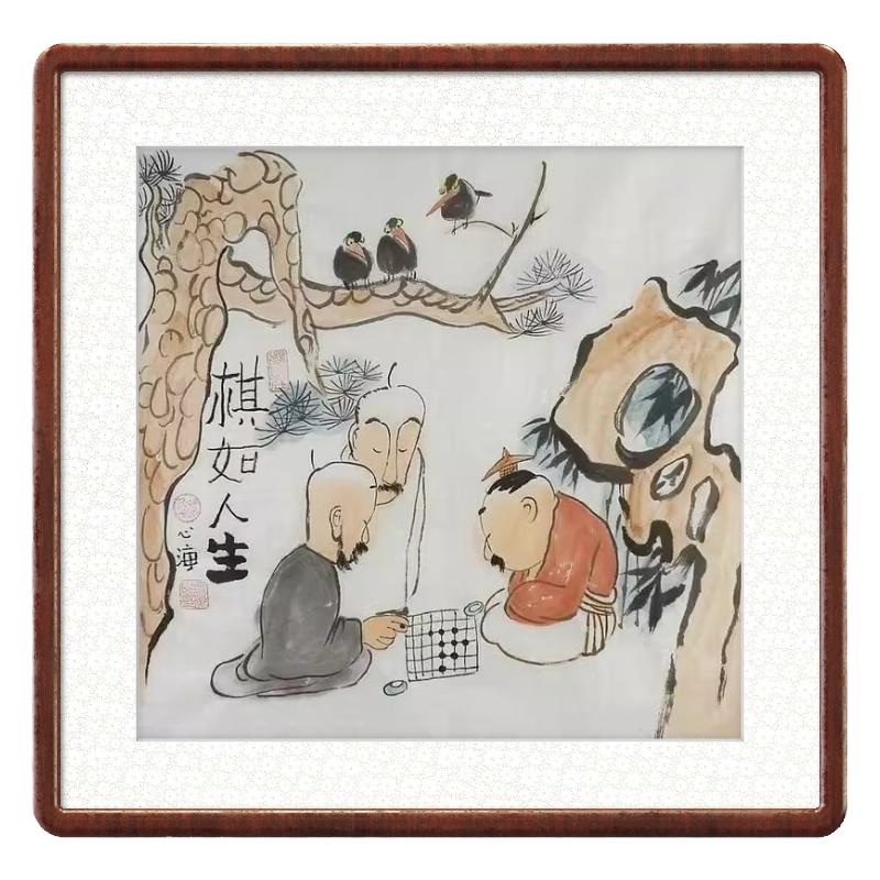 手绘禅意画客厅办公室装饰画走廊