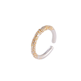 一十七手作「繁花盛开」实心足银999.9 古法描金樱花新中式戒指女