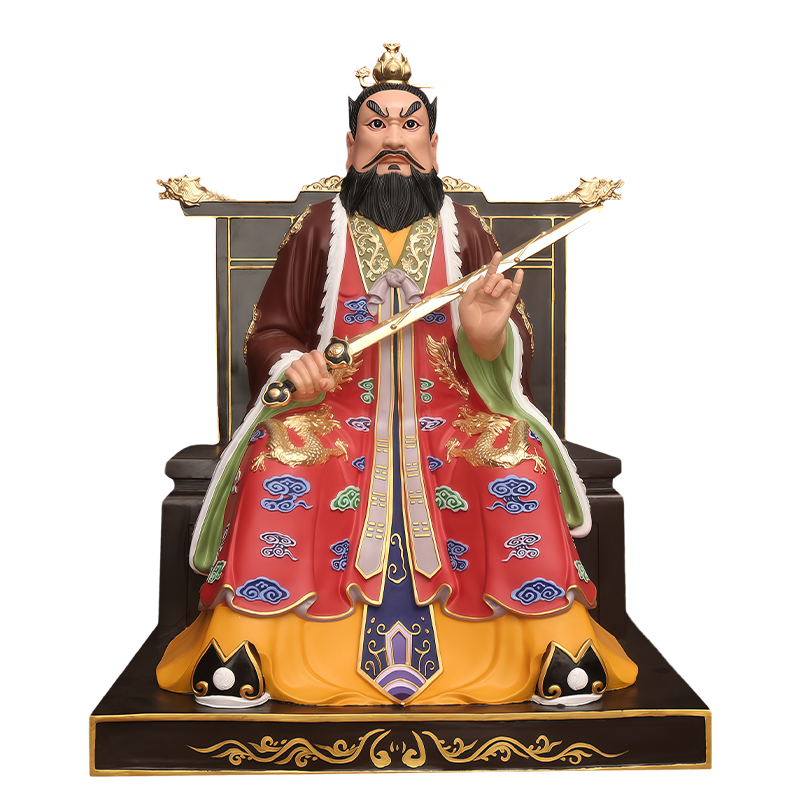 黄铜龙虎山张天师像极彩摆件