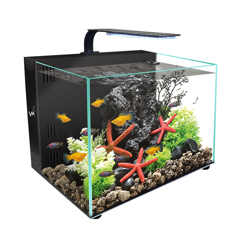 小型鱼缸家用桌面客厅办公室背滤生态免换水自循环超白玻璃水族箱