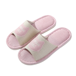 亚麻拖鞋厚底男女款四季家用情侣室内防滑静音棉麻布地板居家凉拖