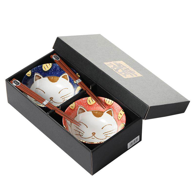 日本进口家用陶瓷碗祈福招财猫