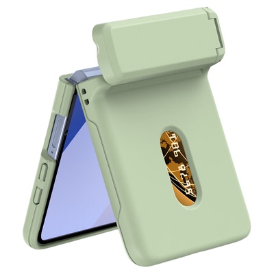 时尚折叠插卡Galaxy手机壳适用三星Z Flip7简约透明Zfp5白色现代隐藏支架带卡包八达通名片防摔紫色ZP6保护套