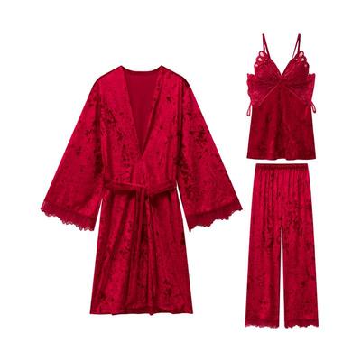 情侣金丝绒秋冬季家居服睡衣套装