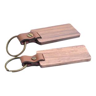 2024新款黑胡桃木钥匙扣民宿家用木质带皮钥匙扣挂件可刻字实木扣