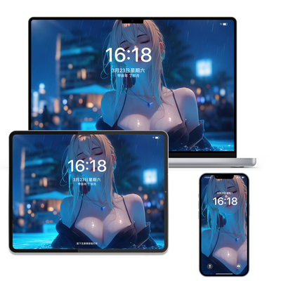 泳池梦幻少女插画二次元手机壁纸苹果壁纸电脑壁纸平板壁纸高清图