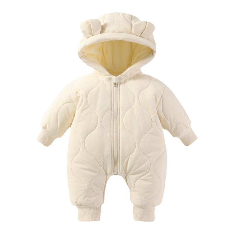 modomoma新生婴儿衣服秋冬男女宝宝保暖加厚夹棉连帽爬服洋气棉服