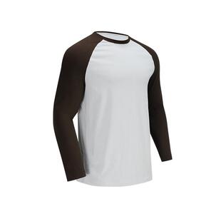 迪卡侬健身T恤男春秋跑步棉质运动服打底衫休闲运动装上衣SAT3