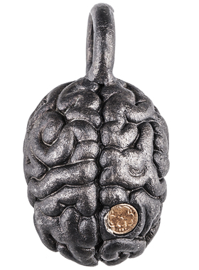 原罪黄金大脑925纯银镶金吊坠