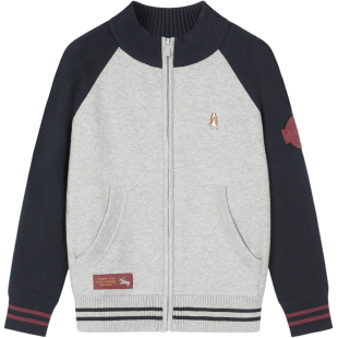 暇步士童装男童开衫毛衣25秋冬新品大童厚针织衫加绒儿童保暖线衣