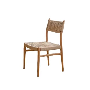 麦田椅中复古实木餐桌椅家用绳藤编靠背椅子设计师小户型极简凳子