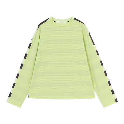 AR复古条纹miu系撞色拼接长袖T恤2026春夏宽松套头衫慵懒风上衣女