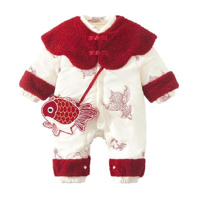 宝宝连体衣冬季加绒夹棉国风哈衣