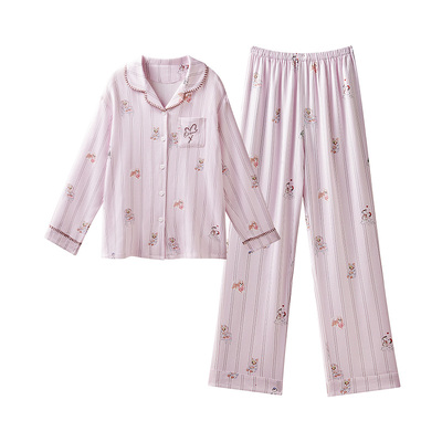 嫚熙弹力丝麻棉女士家居服