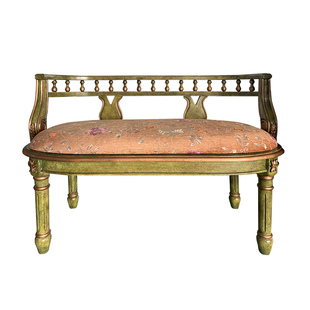 美式卧室阳台小沙发休闲椅双人椅拍摄摄影场景咖啡厅实木会谈椅子