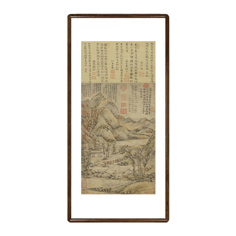 元倪瓒雨后空林图竖版山水挂画
