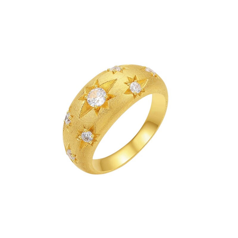 周六福戒指女八芒星指环手饰S925银轻奢小众节日礼物送女友