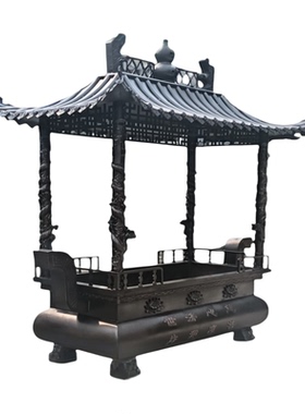 黄铜大香炉寺庙纯铜烧香炉祠堂铸铜圆香炉户外长方形香炉 摆件