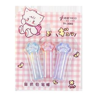 透明猫爪笔帽铅笔套小学生防丢女孩高颜值小猫铅笔头保护套延长器一年级通用三角洞洞铅幼儿入园卡通可爱笔盖