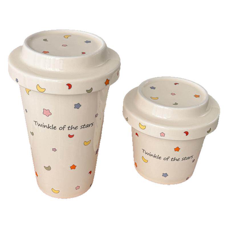 星星大容量陶瓷杯带盖