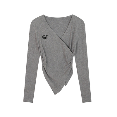 长袖辣妹V领女修身百搭pufouy