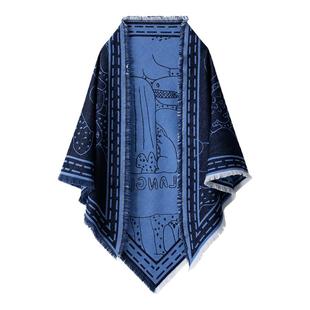 Lagur原创&(画笔少年)双面加厚羊毛围巾女冬季保暖三角围脖披肩