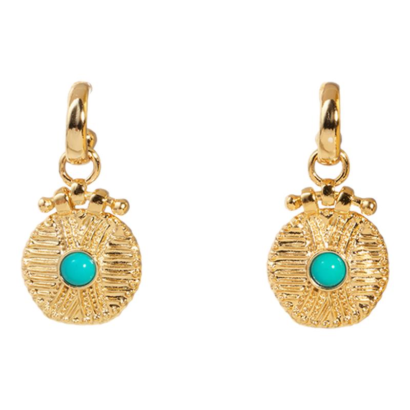 Dare买手店 Wens Jewels 部落图腾镶石金币耳环欧美度假饰品首饰