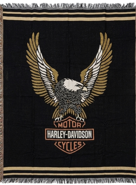 哈雷摩托Harley  Davidson风沙发毯客栈床毯摩托车挂毯服装店