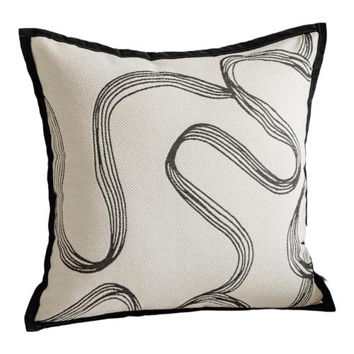 雅梵林法式中古风轻奢抱枕黑白刺绣斑马客厅沙发美式复古靠垫靠枕