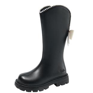 芭比童鞋儿童靴子2025新款春秋女孩皮靴冬季加绒高筒棉靴女童长靴