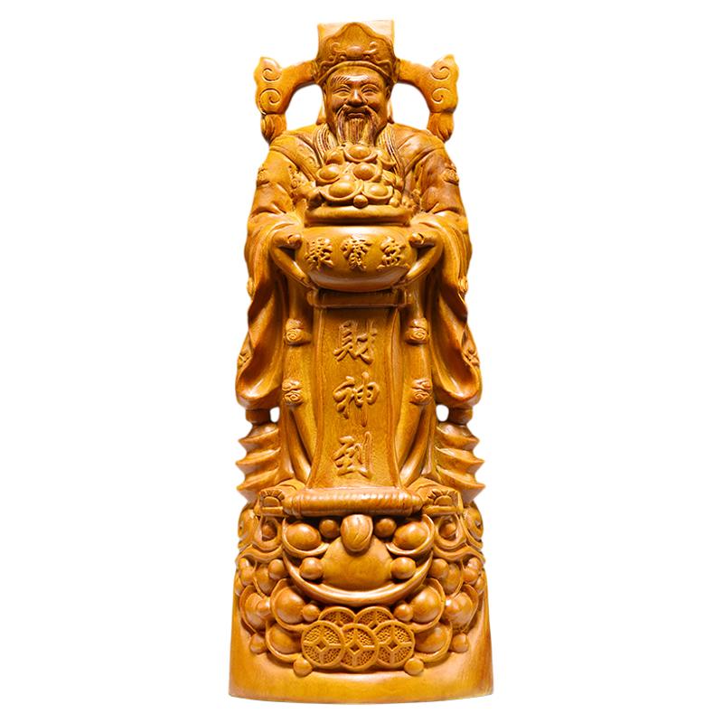 香樟木雕财神爷摆件文财神工艺品