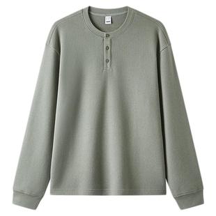 森马长袖T恤男华夫格纯色百搭打底衫冬季2025新款内搭上衣亨利领