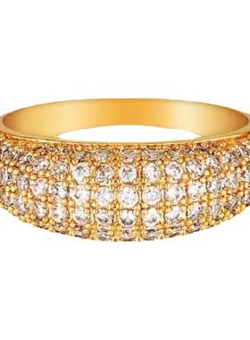 ins时尚锆石钛钢镀金戒指女简约