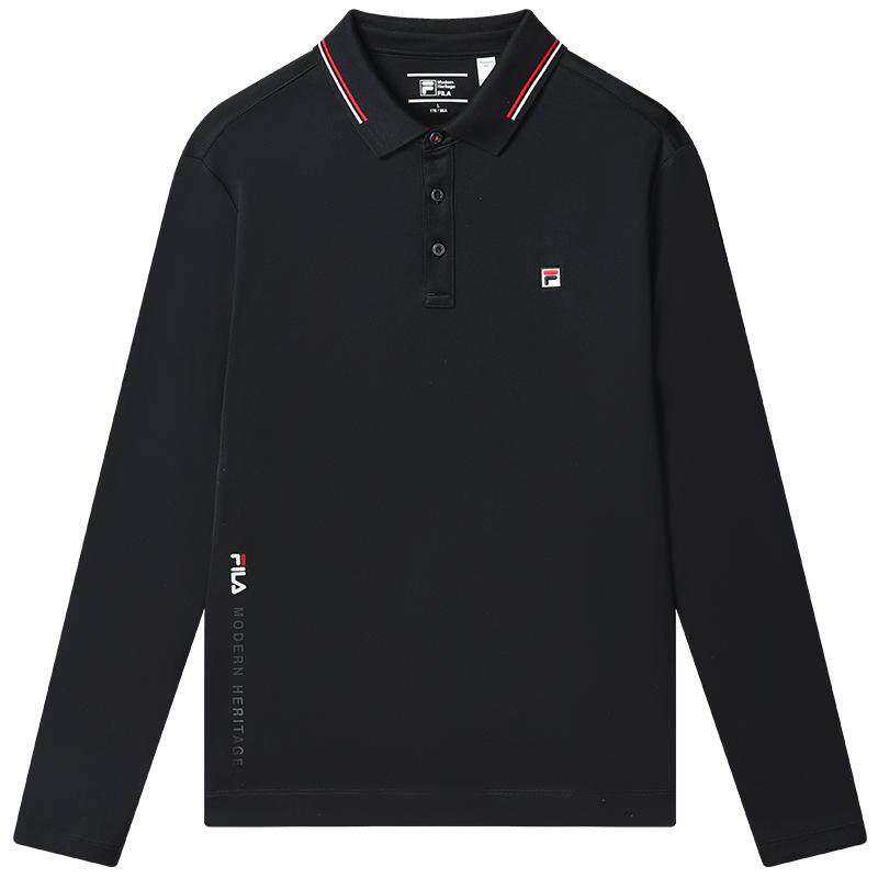 FILA 斐乐官方男士长袖POLO衫秋季新款商务休闲翻领上衣长运动T恤