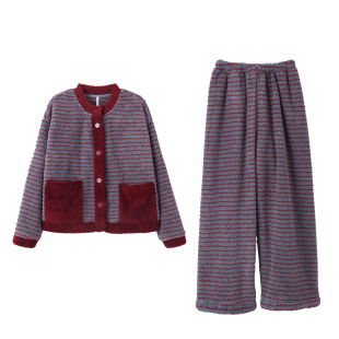 安之伴【巨保暖】睡衣女款安蕊绒秋冬季加厚家居服冬款珊瑚绒套装