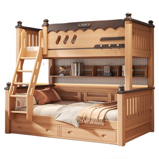 全实木上下铺双层床榉木高低床儿童子母床小户型双层床两层上下床