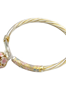 燕归花球樱国风足银轻奢百搭手镯