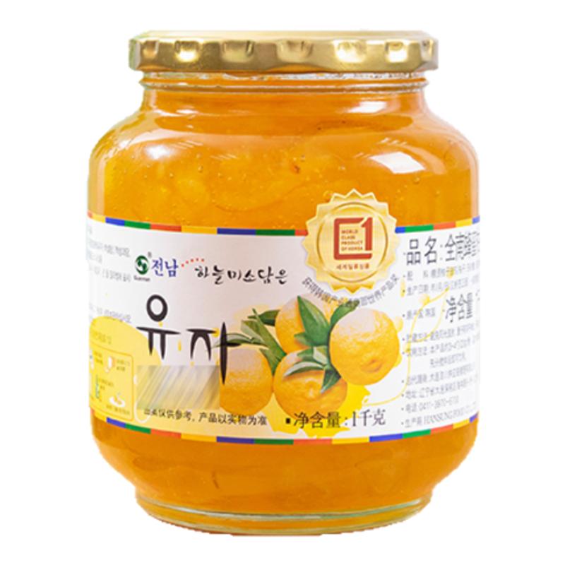 全南蜂蜜柚子茶韩国罐装进口水果茶百香果酱柠檬茶冲饮饮品泡水