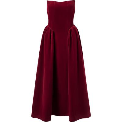 糖力红色小礼服丝绒抹胸连衣裙女