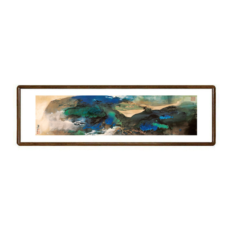 张大千爱痕湖泼彩山水新中式壁画