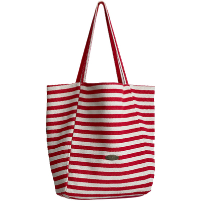 喜凡你条纹防水面料双面帆布包