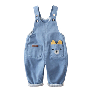 宝宝背带裤春秋双层纯棉男童2025新款一岁半女童儿童春季婴儿裤子