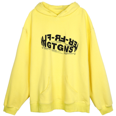 立体圆环印花帽衫情侣连帽卫衣女