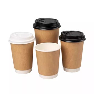 一次性咖啡杯子高档精致带盖商用便携外带加厚热饮纸杯定制印logo